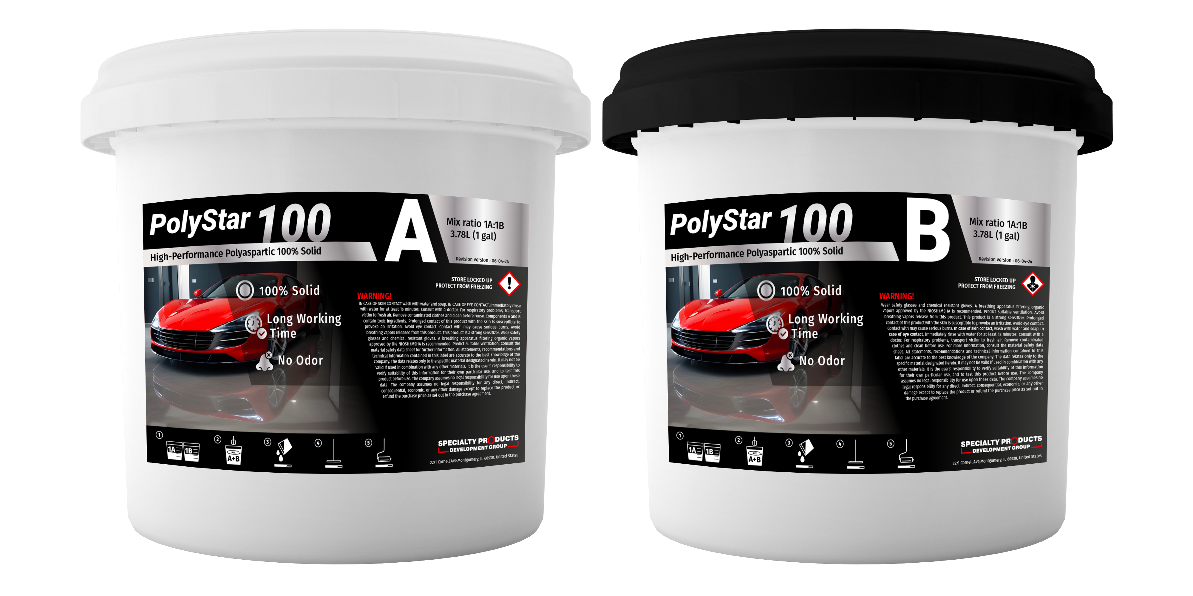 POLYSTAR 100 -100% SOlids Polyaspartic With Extended Working time 2GAL