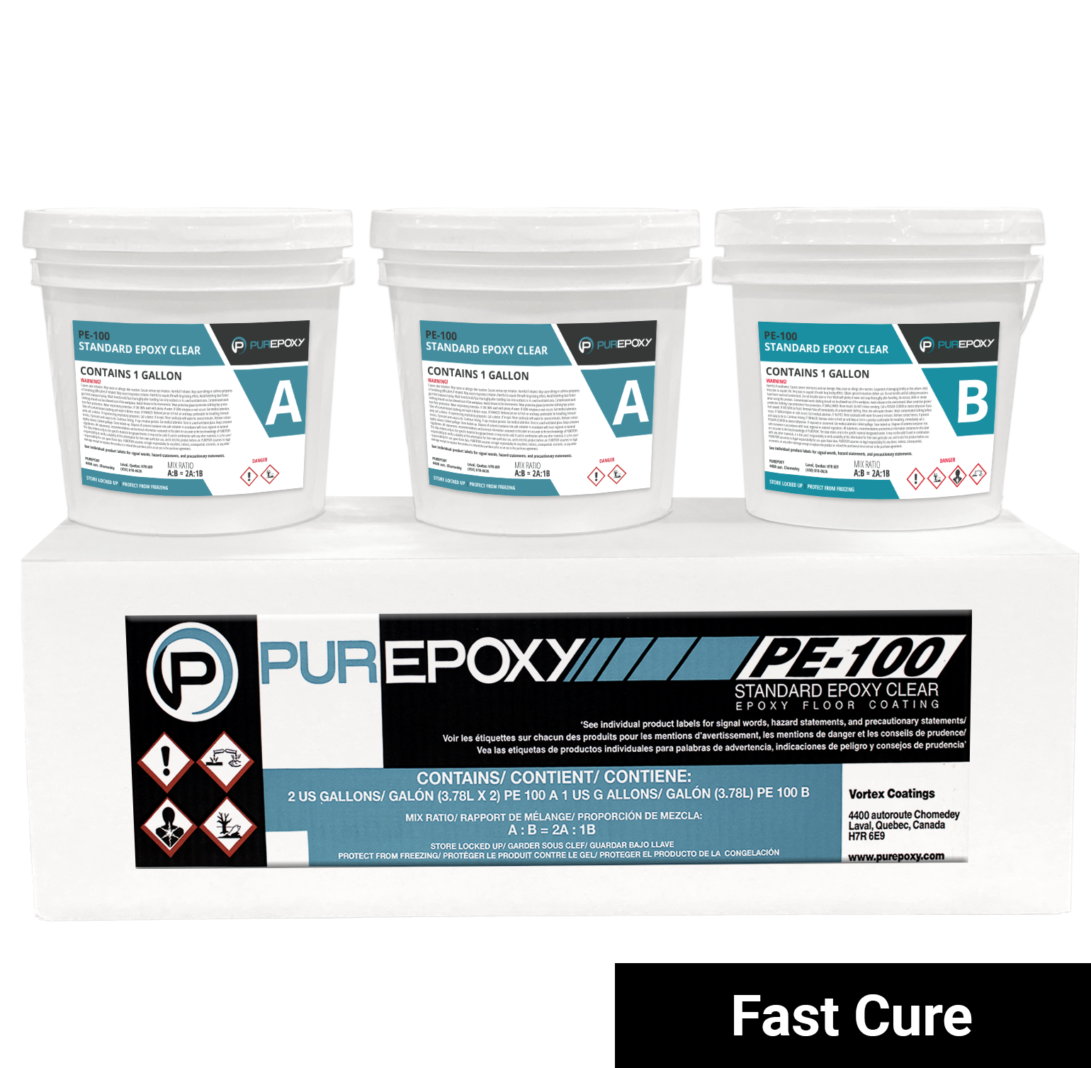 PE-100FC-Fast Cure Transparent Epoxy 100% Solid 3GAL